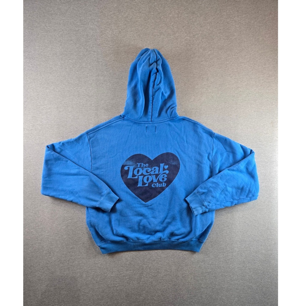 The Local Love Club Hoodie‎ Womens Medium Deep Blue Thank You Oversized Made USA